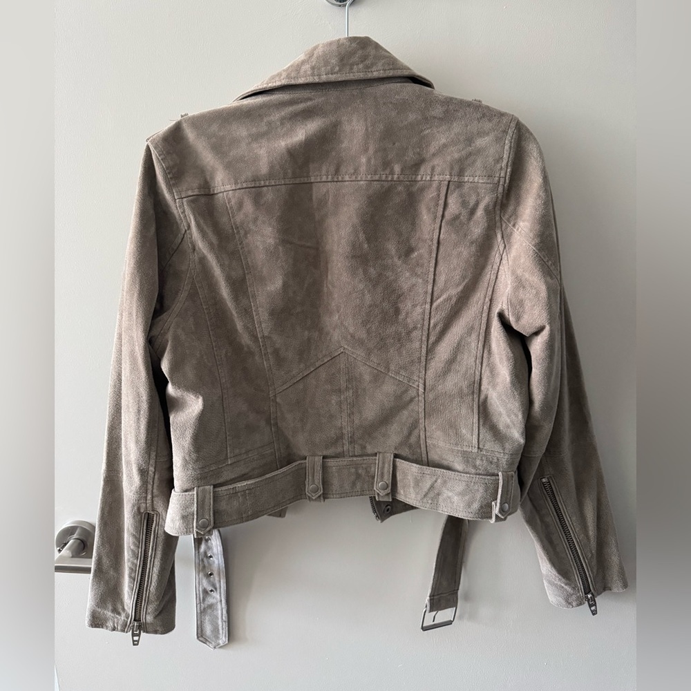 BlankNYC Taupe Beige REAL Suede Moto Biker Jacket - Picture 2 of 3